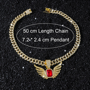 Collar de Alas Cuadradas con Pedrería Estilo Hiphop, Chapado en Oro y Plata, para Hombre, Joyería de Moda al por Mayor - Product Image 5