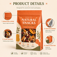 Meilleur rapport qualité-prix : Sachet à fond plat refermable avec fenêtre, imprimé sur mesure, 250g, qualité alimentaire, pour mélange de fruits secs et de noix, pochette à huit soudures latérales