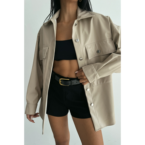 Camisa de Cuero con Textura de Piedra para Mujer, Estilo Boyfriend - Product Image 3