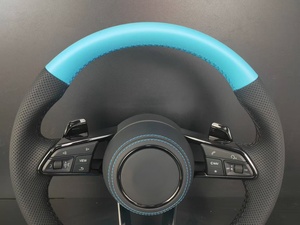 Volant personnalisé bleu et noir en cuir et fibre de <span class=keywords><strong>carbone</strong></span> pour Volkswagen Golf GTI R Line - Amélioration sportive - Product Image 3