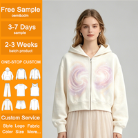 Sweats à capuche imprimés pour femmes, OEM ODM, sur mesure, à fermeture éclair, coupe courte, manches longues, décontractés, tendance
