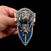 World of Warcraft Lion Shield 9,5 cm 64G Aleación de Zinc artesanía Metal pequeño juguete Mini modelo