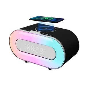 Newly Alarm Clock Mini Smart Portable Bluetooth Speakers 3 In 1 Multifunction RGB Light Desk Lamp Speaker With Wireless Chargers