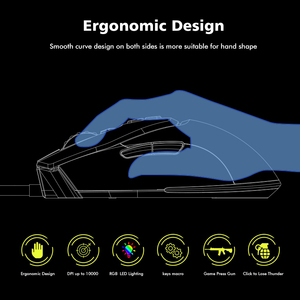 Tùy chỉnh thiết kế mới 6D nút laser logo 7 màu LED thở ánh sáng quang học Ergonomic USB có dây Chuột chơi game cho PC Gamer - Product Image 6