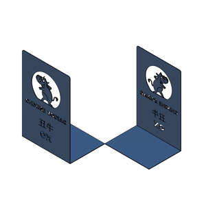 Les Chevalets <span class=keywords><strong>de</strong></span> Livres en Métal en Forme <span class=keywords><strong>de</strong></span> <span class=keywords><strong>L</strong></span>, Motif Bœuf du Zodiaque Chinois, Épaisseur 1,2 mm, Décoration Artistique pour Bureau et Étagère - Product Image 1