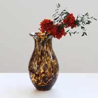 Vase en verre artistique moderne en gros, soufflé à la bouche, sans plomb, écologique, motif léopard, centre de table décoratif