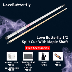 Stecca da Biliardo di Alta Qualità Love Butterfly TBC-04 1/2 Split Cue in Fibra di Carbonio/Legno d'Acero 145cm per Pool e Snooker con Giunto in Acciaio - Product Image 1
