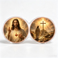 Moneda de cobre doble de 1 onza con impresión UV 2D, medalla conmemorativa religiosa de la Sagrada Cruz del Sagrado Corazón de Jesús, venta al por mayor