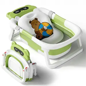 Bak mandi bayi portabel bepergian, bak mandi bayi dengan bantal lembut dapat dilipat