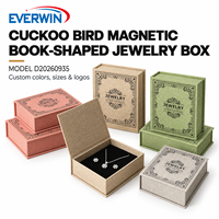 Boîte à bijoux magnétique en forme de livre, élégante, avec motif coucou, taille et couleur personnalisables, idéale pour l'emballage de bijoux de luxe – Meilleure vente