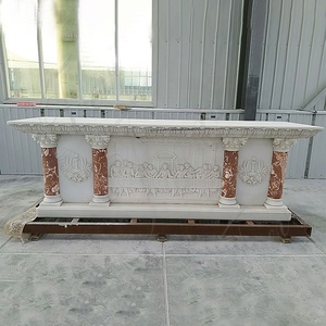 طاولة كنسية كاثوليكية من الرخام الطبيعي المنحوت يدويًا للبيع، ديكور كنيسة على الطراز الغربي - Product Image 5