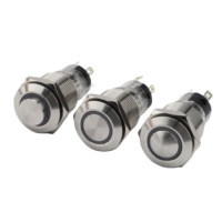 Xce 16Mm 1NO1NC Roestvrij Stalen Metalen Drukknop Met Ring Led 12V 24V 3-220V Momentary/Vergrendeling Waterdichte IP65 5A 250V