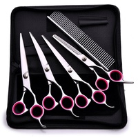 Ciseaux de toilettage pour animaux de compagnie Tondeuse à cheveux pour chiens Tondeuses droites de haute qualité Ensemble de tonte et de toilettage Tondeuses incurvées Kit de peigne