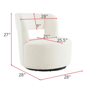 Swivel Barrel Leisure Chair Soft Teddy Fabric Upholstered Eco-Friendly Modern Design Apartment Living Room Bedroom Use <b>Cream</b> - Product Image 6