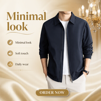 Veste Business Casual pour Homme Beige à Fermeture Éclair Intégrale, Style Décontracté Col Pointu Poches Inclinées Quotidien Bureau Marque Privée Personnalisée