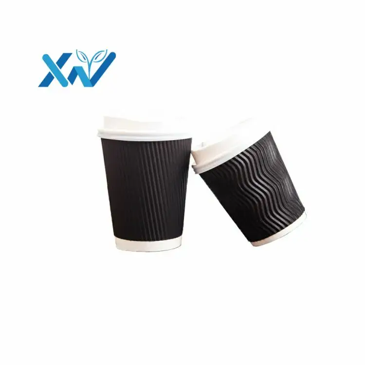 Tasse à café en papier à paroi unique jetable de haute qualité, tasses murales à ondulation pour café et eau, 3oz, 4oz, 7oz