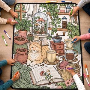 Manta de Graffiti con Diseño Personalizado, Manta de Franela Lavable Pintada a Mano, Estilo Gato, para Colorear, para Niños - Product Image 5