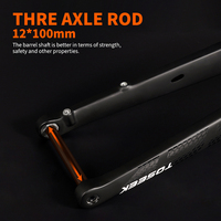 Fourche de vélo de route en carbone TOSEEK T800 700C, axe traversant 12x100, fixation plate pour disque, conique, légère, aérodynamique, pour compétition de course sur route, amélioration