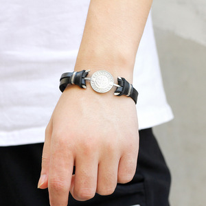 Stainless Steel Anchor <b>Bracelet</b> Genuine <b>Leather</b> Texture Black And Brown Men Women Jewelry Fashion <b>Bracelets</b> - Product Image 3