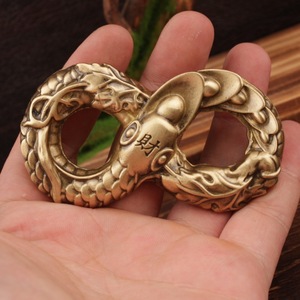 Figura de serpiente de la riqueza de ocho caracteres de latón, adorno de mano para decoración del hogar, pieza de arte coleccionable - Product Image 2