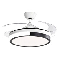 Ventilateur de plafond LED moderne intérieur silencieux à moteur DC de haute qualité, rétractable, 3 pales, 42 pouces, télécommande, intensité variable, 6 vitesses