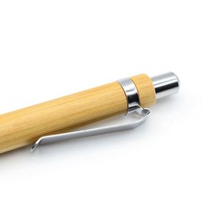 Promotional Gift <b>Retractable</b> Bamboo <b>Pen</b> 1mm Black Blue Sustainable Ballpoint <b>Pen</b> With LOGO - Product Image 3
