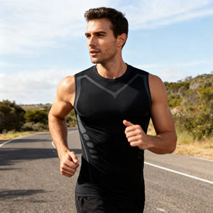 T-shirt de sport pour homme, haut de sport ajusté à haute élasticité, haut de sport pour homme, musculation, exercice physique, débardeur de sport pour homme - Product Image 4