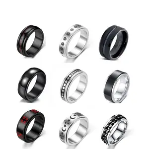 World Series Ring Spinning Ring Moon Star Heart Flower Wholesale Men Ring Hot Selling Chain Stainless Steel Ring