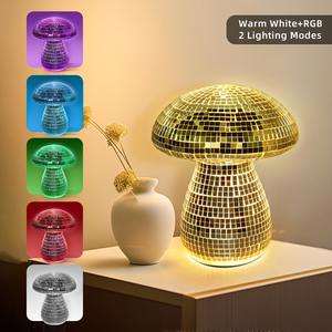 Lámpara de Mesa Recargable Inalámbrica con Forma de Hongo Plateado, Lámpara Táctil con Iluminación Ambiental, Decoración Estética para Habitaciones, Lámpara de Mesa Colorida - Product Image 6