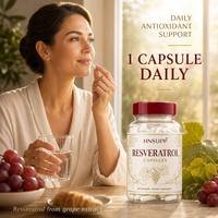Capsules de Resvératrol à Marque Blanche OEM, Extrait de Raisin, Soutien Antioxydant, Santé Cellulaire, 60 Comprimés