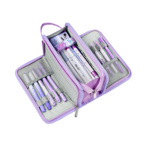 Grand étui à crayons grande capacité 3 compartiments Portable plastique fermeture éclair mignon esthétique calendrier organisateur pour adolescentes - Product Image 1
