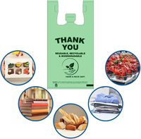 Sacs de courses biodégradables en plastique de canne à sucre recyclé, sacs en plastique PLA PBAT en amidon de maïs, sacs en plastique pour T-shirts
