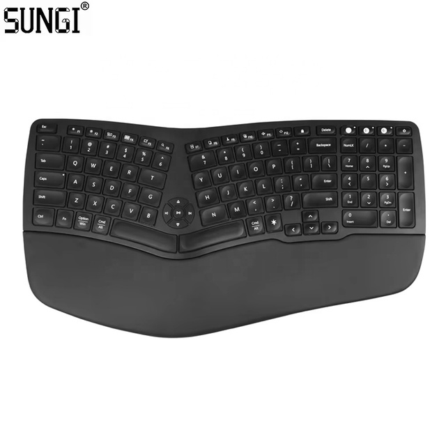 Ergonomic Split Keyboard Natural Typing Bluetooths and USB 2.4G Wireless Keyboard Wrist Rest Compatible with Windows/Mac