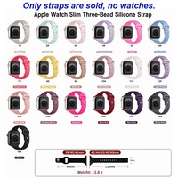 BEEFLYPOWER Bracelet de rechange sportif en silicone à trois maillons fins pour Apple Watch Series 12 11 46mm Hommes Femmes