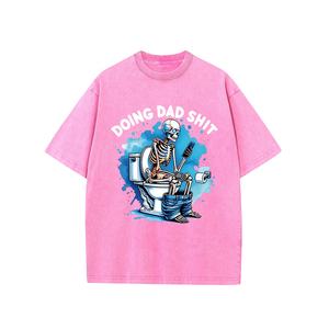 Camiseta de lavado ácido de algodón 100% personalizada de fábrica, ropa de calle Vintage de peso pesado con estampado de Halloween, técnicas bordadas ODM - Product Image 2