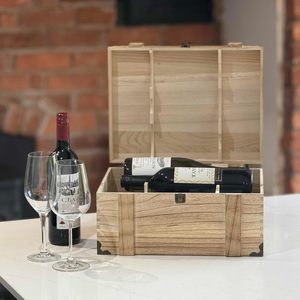 Boîte à vin en <span class=keywords><strong>bois</strong></span> pour <span class=keywords><strong>6</strong></span> <span class=keywords><strong>bouteilles</strong></span>, coffret de rangement personnalisé avec plaque en laiton en option, pour les amateurs de vin, mariage, anniversaire - Product Image 2