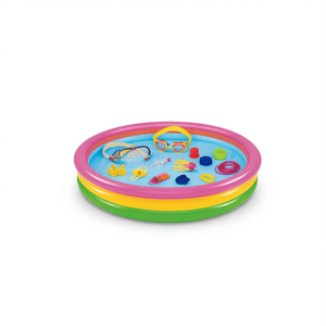 Piscina inflable colorida de 120 cm con juego de 12 accesorios para niños, diversión acuática al aire libre - Product Image 1