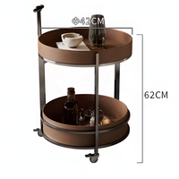 Table d'appoint de rangement rétro italienne, chariot console mobile en cuir de selle, style moderne, luxueux et minimaliste, pour salon, entrée, hôtel, atelier