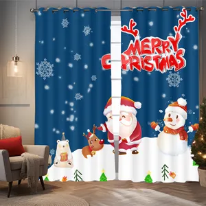Rideaux de chambre de Noël bleu wapiti de Noël décorer rideaux personnalisés rideaux en plastique lourd fenêtres