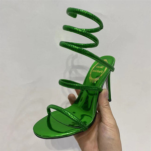 Ragazza occupata OSM4675 sandali con cinturino a serpente tacchi da <span class=keywords><strong>donna</strong></span> <span class=keywords><strong>scarpe</strong></span> di lusso lucide Sole tacchi a spillo <span class=keywords><strong>scarpe</strong></span> con tacco da <span class=keywords><strong>donna</strong></span> sandali con tacco - Product Image 1