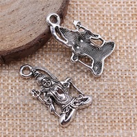 Pendentif en alliage de zinc argenté antique, motif divinité Shiva assise, 15x26mm, 1 boucle, pour collier Mala de yoga