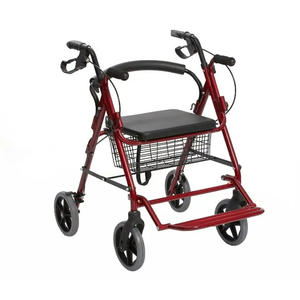 Déambulateur <span class=keywords><strong>pliable</strong></span> en aluminium avec siège, panier et repose-pieds, qualité médicale, pour personnes âgées, entraînement postopératoire, charge maximale 115 kg - Product Image 1