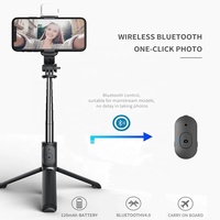 Mini trépied télescopique Q02s 360° avec lumière d'appoint pour perche à selfie sans fil pliable, bras flexible en plastique pour smartphone