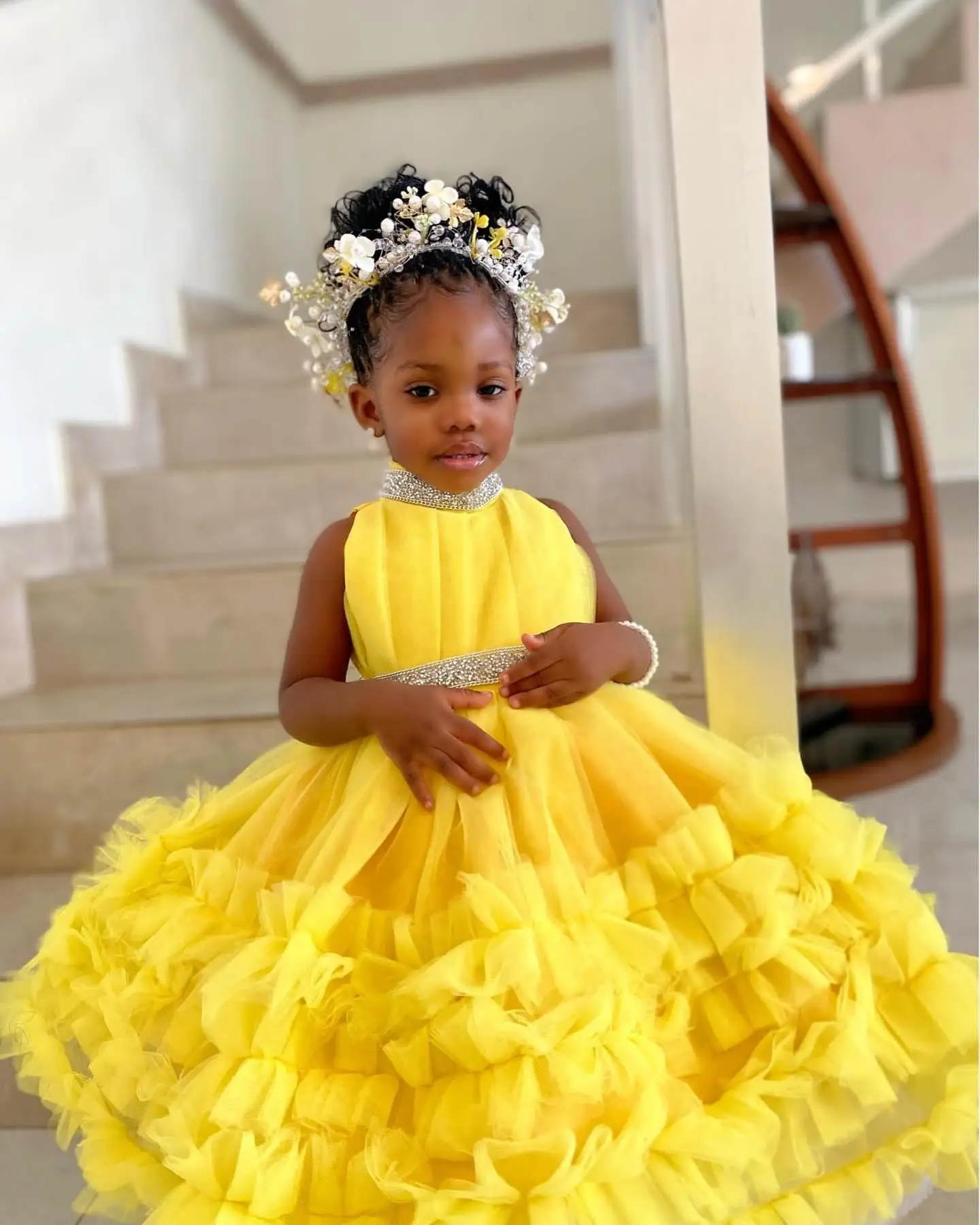 1st Birthday Yellow Dress For Baby Girl Flower Girl Baby Yellow