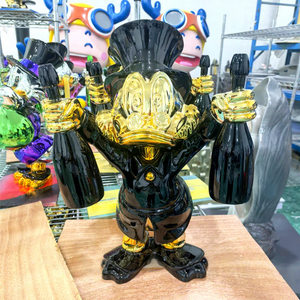 Escultura de Lujo Cromada de Scrooge McDuck, Escultura de Pato de Dos Botellas con Electroplacado Colorido, Figura de Dibujos Animados, Escultura Pop Art - Product Image 1