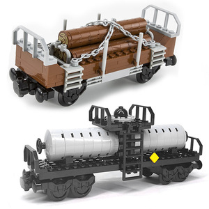 Accessoires MOC Scène de train urbain : Poulie de rail et ensemble de wagons à base plate de la série Train, <span class=keywords><strong>jouet</strong></span> d'assemblage - Product Image 3