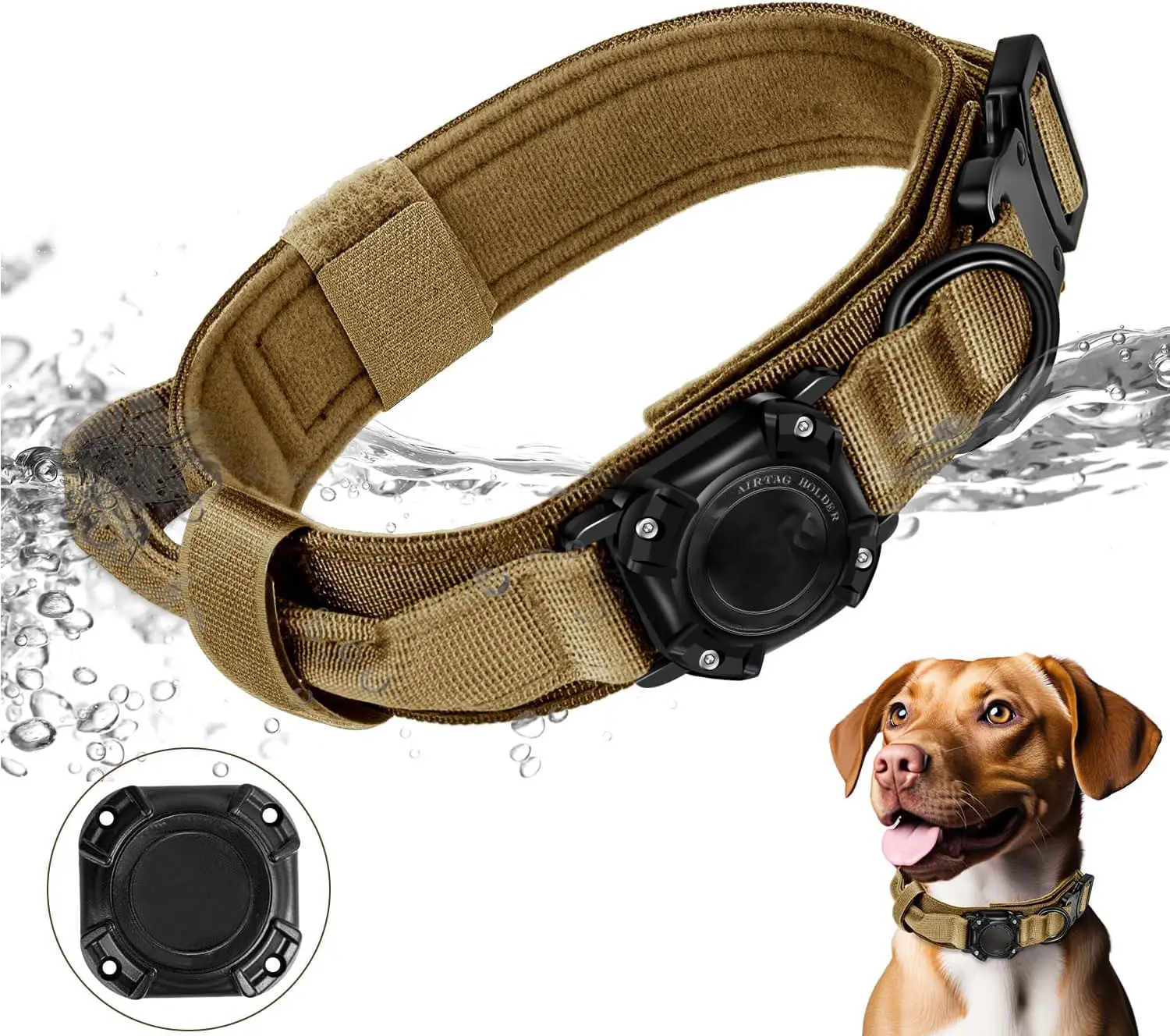 Pemegang kalung anjing Tag udara tahan Air dapat disesuaikan kerah anjing taktis militer dengan pegangan kontrol dan gesper logam berat