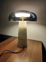 İskandinav Minimalist Traverten Cam Masa Lambası, Yatak Odası Başucu, Çalışma Odası için Lüks ve Üst Düzey Ortam Aydınlatması, Wabi-Sabi Tarzı