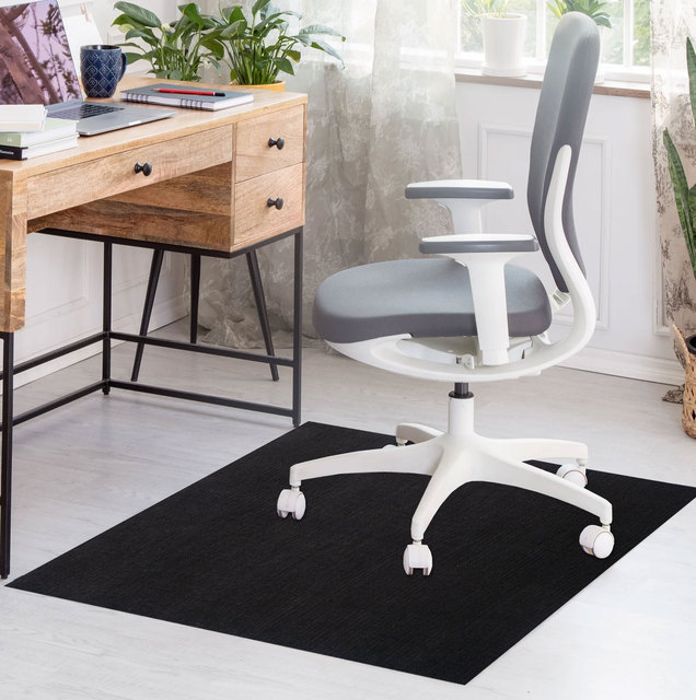 Rectangular Water Resistant Fabric Chair Mat with Straight Edge