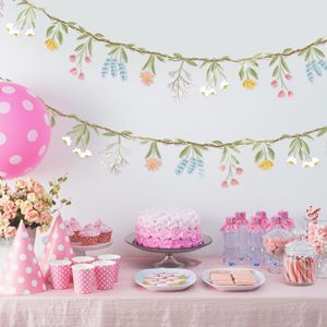 Lot de 2 guirlandes florales à thème fleurs sauvages pour décorations de mariage, <span class=keywords><strong>anniversaire</strong></span>, fête de thé ou marché, thème jardin enchanté - Product Image 2